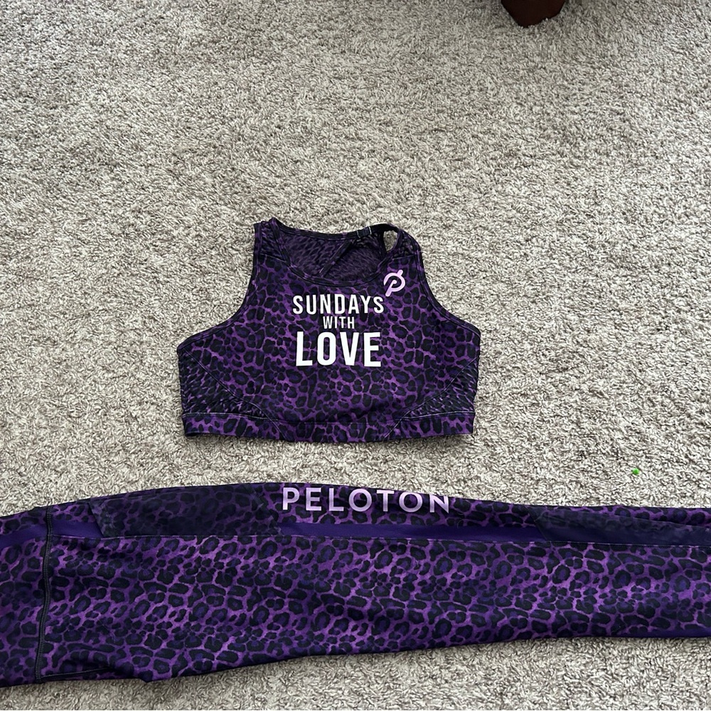 Peloton Purple and Black Leopard Activewear